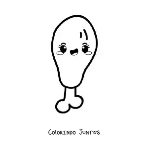 Desenho para colorir de frango frito kawaii fofo
