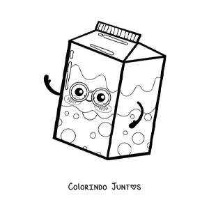 Desenho para colorir de caixa de leite kawaii fofa com óculos