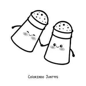 Desenho para colorir de sal e pimenta kawaii fofos
