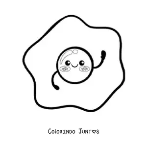 Desenho para colorir de ovo frito kawaii fofo fácil