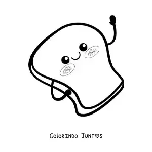 Desenho para colorir de torrada kawaii fofa