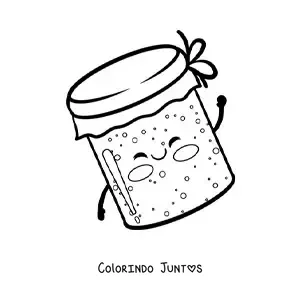Desenho para colorir de pote grande de geleia kawaii fofo