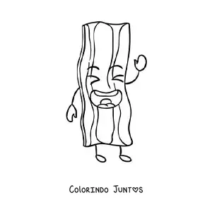 Desenho para colorir de bacon frito kawaii fofo
