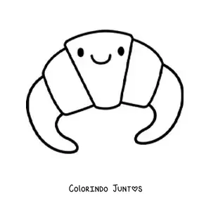 Desenho para colorir de croissant kawaii fofo grande