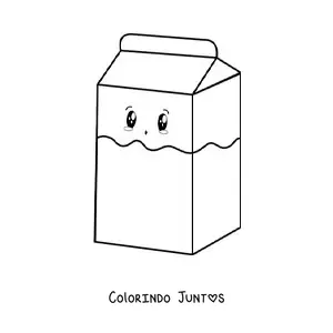 Desenho para colorir de caixa de leite kawaii fofa fácil