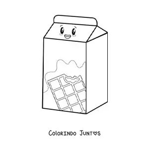 Desenho para colorir de leite com chocolate kawaii fofo
