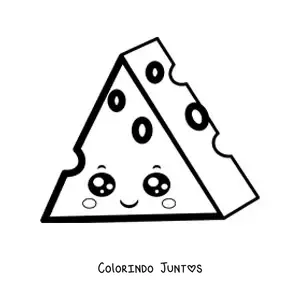 Desenho para colorir de queijo kawaii