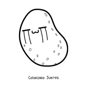 Desenho para colorir de batata kawaii fofa animada chorando