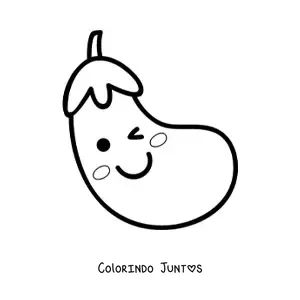 Desenho para colorir de berinjela saudável kawaii fofa animada grande