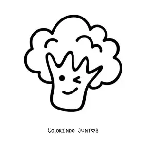 Desenho para colorir de brócolis saudável kawaii fofo animado