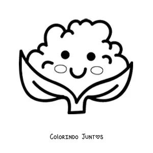 Desenho para colorir de couve-flor saudável kawaii fofa animada grande