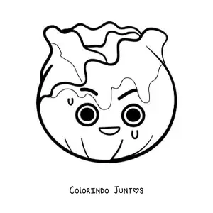 Desenho para colorir de alface kawaii fofa animada brava