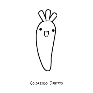 Desenho para colorir de cenoura saudável kawaii fofa animada grande
