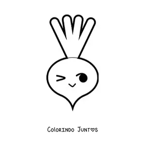 Desenho para colorir de rabanete kawaii fofo animado grande