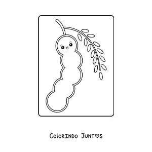 Desenho para colorir de vagem de ervilha kawaii fofa animada