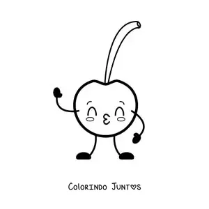 Desenho para colorir de uma cereja animada mandando beijos