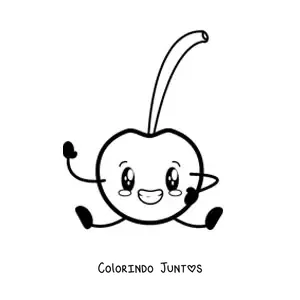 Desenho para colorir de uma cereja animada sentada sorrindo