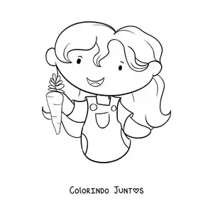 Desenho para colorir de menina com cenoura