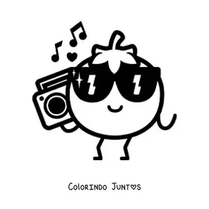 Desenho para colorir de tomate animado com óculos