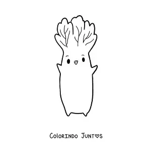 Desenho para colorir de alface kawaii