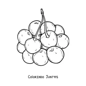 Desenho para colorir de um cacho de cerejas
