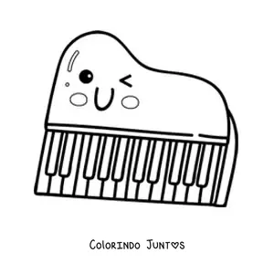 Desenho para colorir de piano kawaii grande