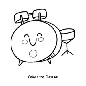Desenho para colorir de bateria kawaii fácil