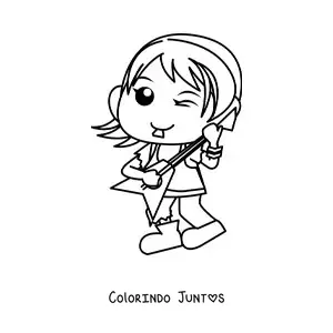 Desenho para colorir de garota roqueira com guitarra elétrica