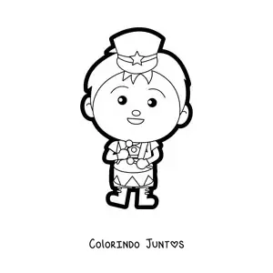 Desenho para colorir de menino tocando tambor em banda marcial