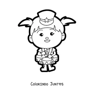 Desenho para colorir de menina tocando tambores em banda marcial