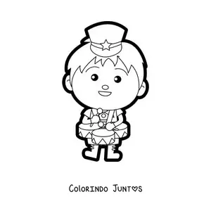 Desenho para colorir de menino tocando tambores em banda marcial