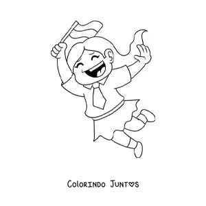 Desenho para colorir de menina kawaii com a bandeira da Indonésia