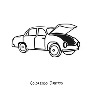Desenho para colorir de um carro com o capô aberto