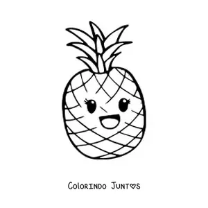 Desenho para colorir de um abacaxi kawaii sorrindo