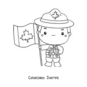 Desenho para colorir de homem com a bandeira do Canadá