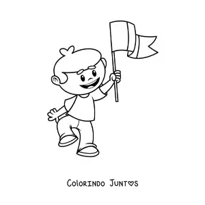 Desenho para colorir de menino com a bandeira da Itália