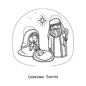 Desenho para colorir do nascimento do menino Jesus