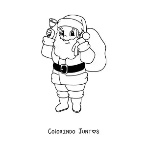 Desenho para colorir de Papai Noel kawaii com presentes