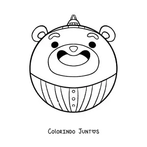Desenho para colorir de bola de Natal kawaii de urso