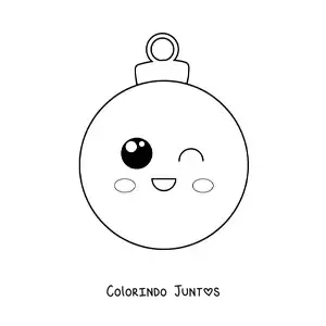 Desenho para colorir de bola de Natal kawaii animada