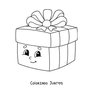 Desenho para colorir de presente de Natal animado
