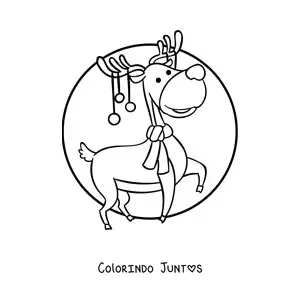 Desenho para colorir de rena de Natal kawaii