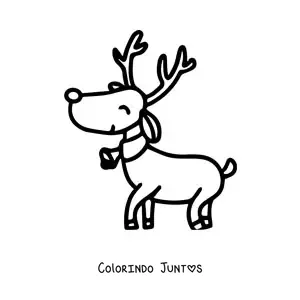 Desenho para colorir de rena de Natal com sino