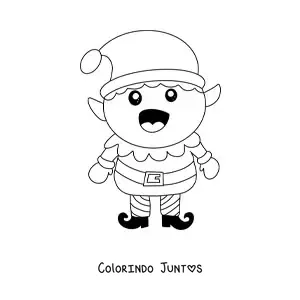 Desenho para colorir de duende de Natal sorrindo