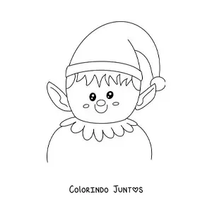 Desenho para colorir de duende de Natal com orelhas grandes