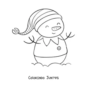 Desenho para colorir de boneco de neve com fantasia de elfo