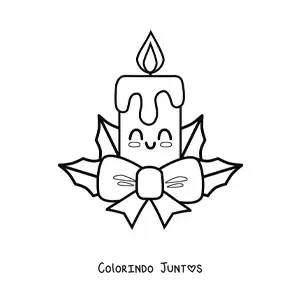 Desenho para colorir de vela de Natal kawaii
