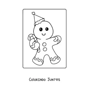 Desenho para colorir de homem de gengibre animado com bengala doce