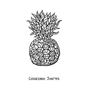 Desenho para colorir de um abacaxi com figuras geométricas