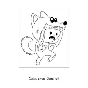 Desenho para colorir de menino fantasiado de lobisomem kawaii